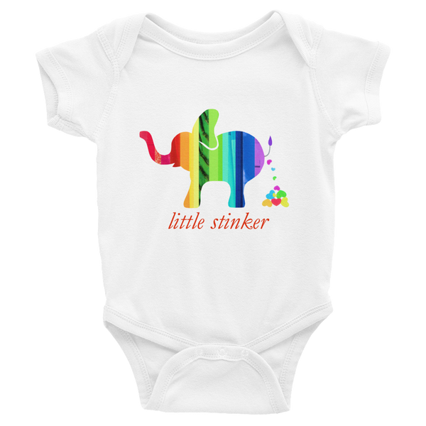 CB003 Little Stinker Elephant Baby Onesie Poop Heart