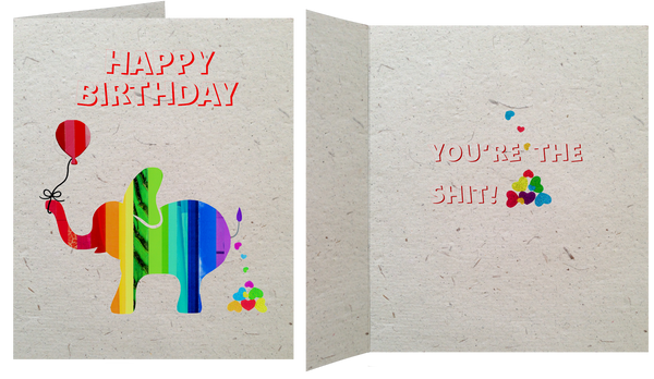 GC012 Poop Paper!! Elephant Birthday Card