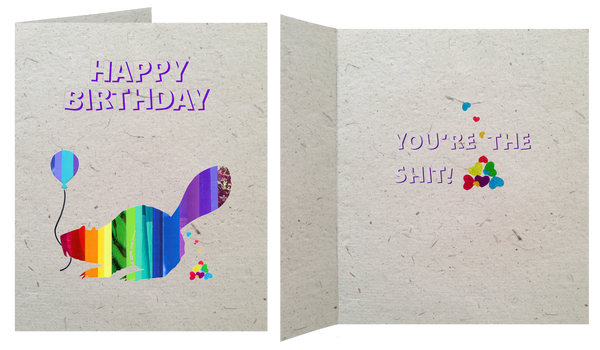 GC015 Poop Paper!! Beaver Birthday Card (Blank Inside)